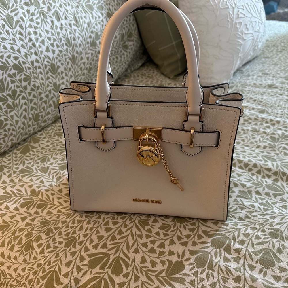 Michael Kors Cream Satchel with Gold Accents